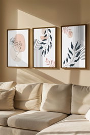 Wallity Artvmodel22-Kahve Conjunto de 3 Pinturas Decorativas Enmarcadas Multicolor